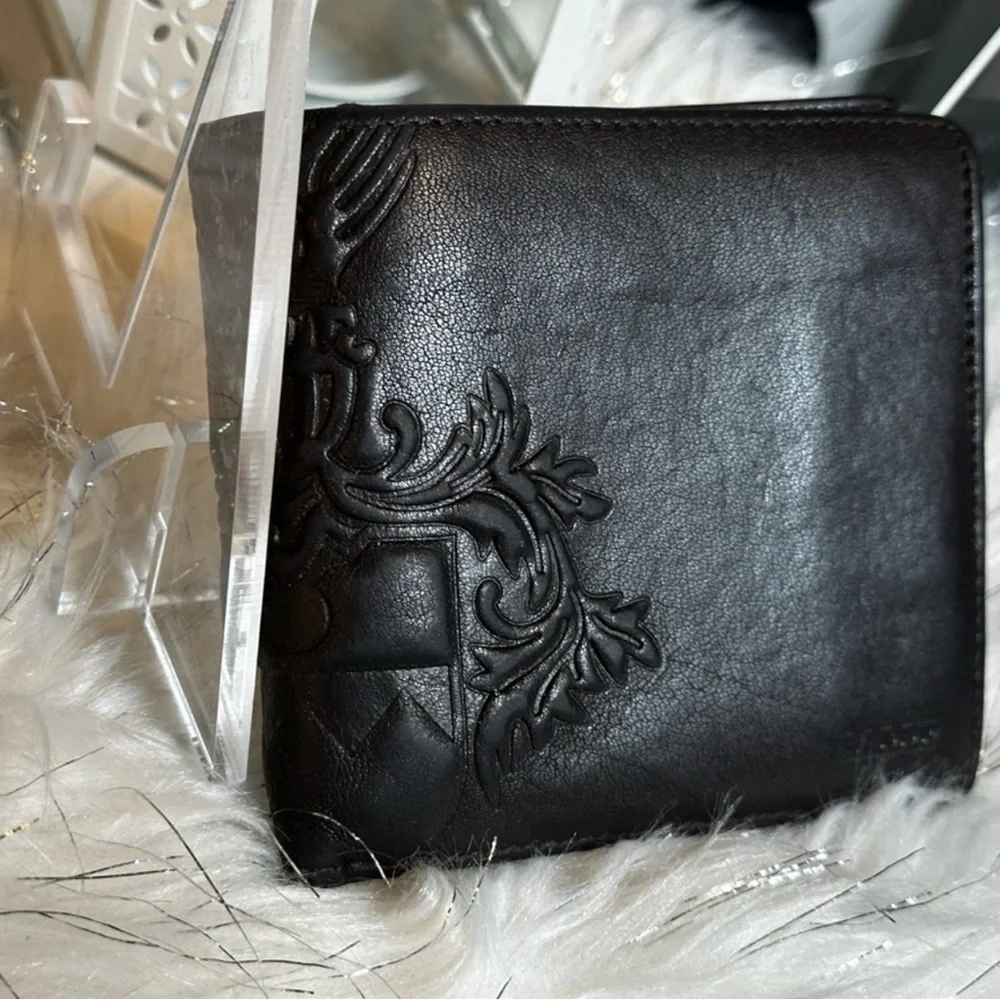 Bally RARE Switzerland Embossed Crest Leather Bifold Wallet – Dark Brown